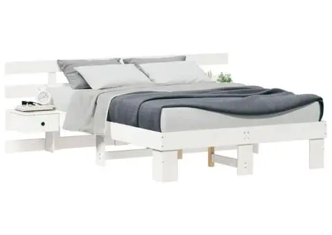 Cadru de pat cu sertar Alb 120 x 190 cm Lemn masiv - 3/5