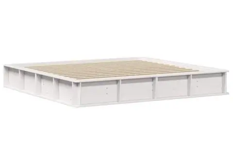 Cadru de pat cu depozitare Alb 200 x 200 cm lemn - 2/5