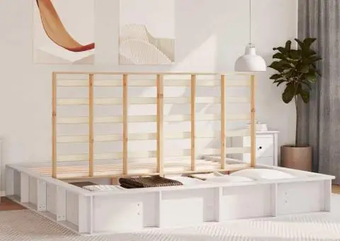 Cadru de pat cu depozitare Alb 200 x 200 cm lemn - 4/5