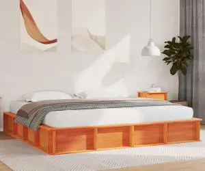 vidaXL Cadru de pat cu depozitare Maro ceruit 200 x 200 cm lemn