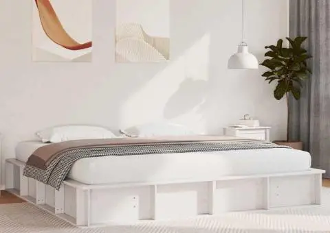 Cadru de pat cu depozitare Alb 180 x 200 cm Lemn și Metal - 1/5