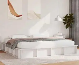 vidaXL Cadru de pat cu depozitare Alb 180 x 200 cm Lemn și Metal