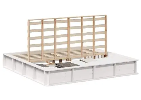 Cadru de pat cu depozitare Alb 180 x 200 cm Lemn și Metal - 3/5