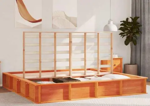 Cadru de pat cu stocare ridicabilă, Maro Ceară, 180 x 200 cm, din Lemn Masiv de Pin - 4/5