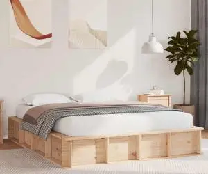 vidaXL Cadru de pat cu depozitare înălțată - 150 x 200 cm, Pin solid