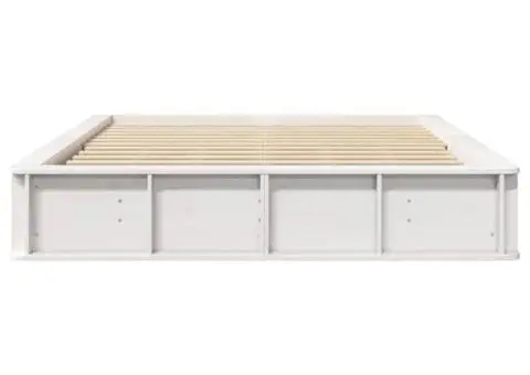 Cadru de pat cu spațiu de depozitare – Alb, 150 x 200cm, din pin solid. - 5/5