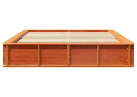 Cadru de pat cu depozitare liftabilă, maro, 150 x 200 cm, din lemn masiv de pin - 5/5