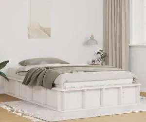 vidaXL Rama de pat alb, cu spațiu de depozitare ridicat - 140 x 200 cm