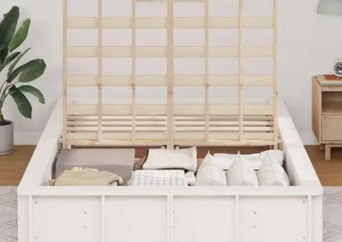 Rama de pat alb, cu spațiu de depozitare ridicat - 140 x 200 cm - 4/5