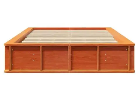 Cadru de pat cu depozitare Manual Maro ceruit 120 x 200 cm Lemn masiv - 5/5