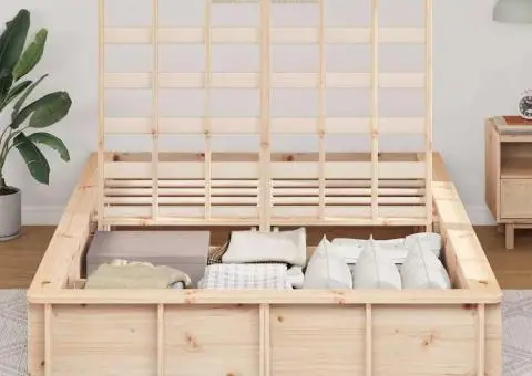 Cadru de pat cu depozitare Maro 140 x 190 cm Lemn masiv de pin - 4/5