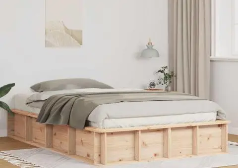 Cadru de pat cu depozitare Maro 135 x 190 cm Lemn masiv de pin - 1/5