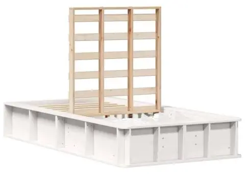 Cadru de pat cu depozitare Manual Alb 100 x 200 cm Lemn masiv - 3/5