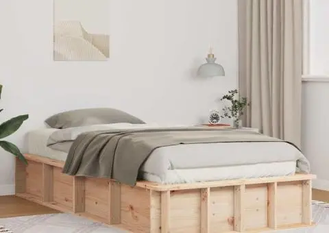 Cadru de pat cu depozitare Maro 90 x 200 cm Lemn masiv de pin - 1/5