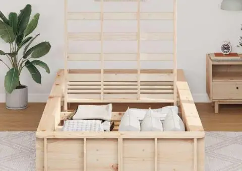 Cadru de pat cu depozitare Maro 90 x 200 cm Lemn masiv de pin - 4/5