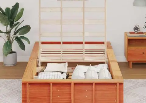 Cadru de pat cu depozitare Maro ceruit 90 x 190 cm Lemn masiv - 4/5