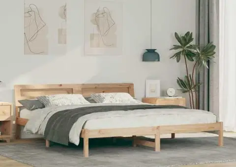 Cadru de pat cu lumini cu bandă LED cu headboard Maro 200 x 200 cm - 1/5