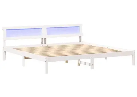 Cadru de pat Alb 200 cm x 200 cm Metal și Lemn - 2/5