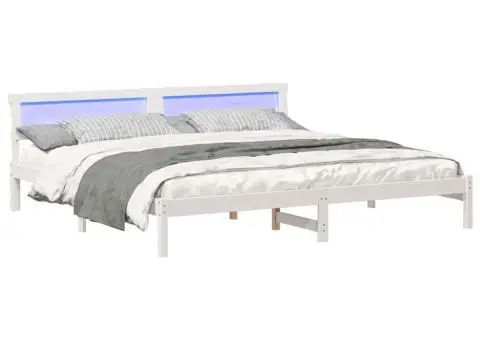 Cadru de pat Alb 200 cm x 200 cm Metal și Lemn - 3/5