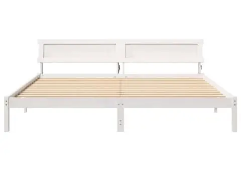 Cadru de pat Alb 200 cm x 200 cm Metal și Lemn - 5/5