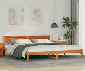vidaXL Cadru de pat cu lumini cu bandă LED cu headboard Maro 200 x 200 cm lemn