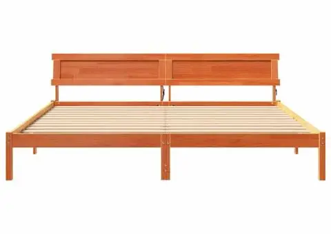 Cadru de pat cu lumini cu bandă LED cu headboard Maro 200 x 200 cm lemn - 5/5