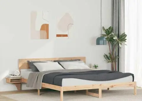 Cadru de pat cu headboard Maro 200 x 200 cm Lemn masiv de pin - 1/5