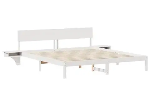 Cadru de pat cu headboard Alb 200 x 200 cm Lemn masiv de pin - 2/5