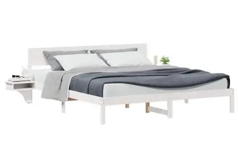 Cadru de pat cu headboard Alb 200 x 200 cm Lemn masiv de pin - 3/5