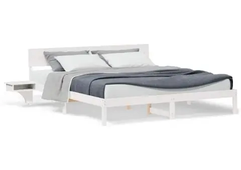 Cadru de pat cu headboard Alb 200 x 200 cm Lemn masiv de pin - 4/5