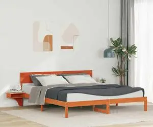 vidaXL Cadru de pat Maro ceruit 200 x 200 cm Lemn masiv de pin
