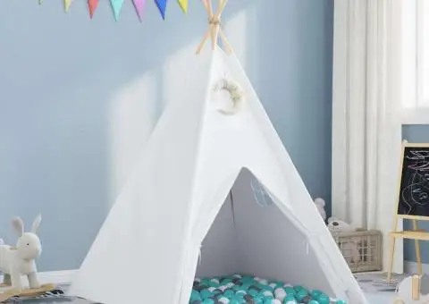 Cort tip teepee Gri Verde mentă Mediu Bumbac & Plastic - 1/5