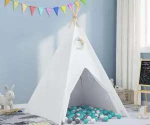 vidaXL Cort tip teepee Gri Verde mentă Mediu Bumbac & Plastic