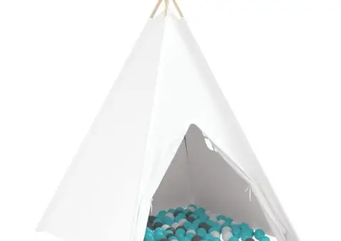 Cort tip teepee Gri Verde mentă Mediu Bumbac & Plastic - 2/5