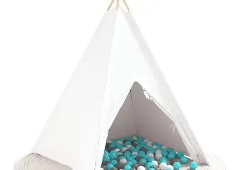 Cort tip teepee Gri Verde mentă Mediu Bumbac & Plastic - 3/5