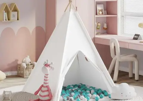 Cort tip teepee Gri Verde mentă Mediu Bumbac & Plastic - 5/5