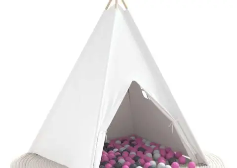 Cort Teepee Alb, gri, roz mare Pânză de bumbac - 3/5