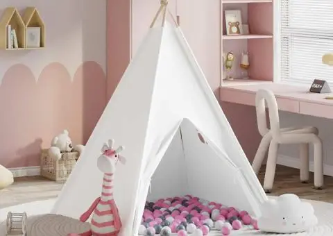 Cort Teepee Alb, gri, roz mare Pânză de bumbac - 5/5