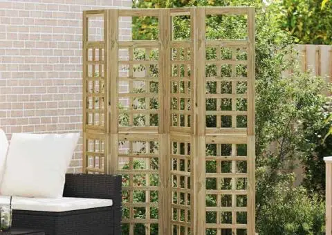 Ecran de Intimitate pentru Exterior - 4 Panouri, Lemn de Pin Trat - 1/5