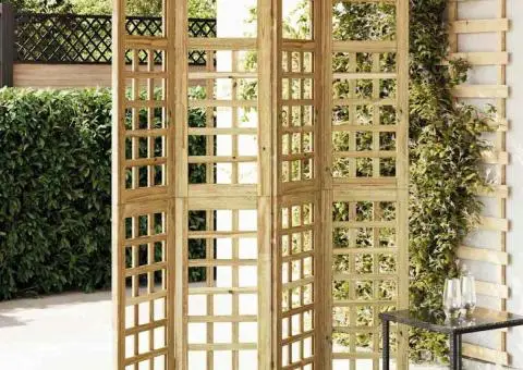 Ecran de Intimitate pentru Exterior - 4 Panouri, Lemn de Pin Trat - 3/5