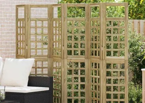 Ecran de intimitate pentru exterior, 6 panouri, lemn de pin tratat - 1/5
