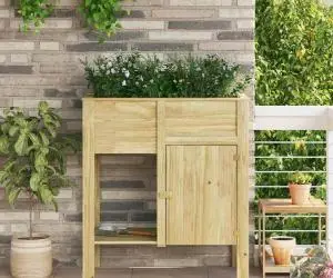 vidaXL Grădină Răsădită cu Depozitare 85x46x96 cm Lemn Tratată Pin