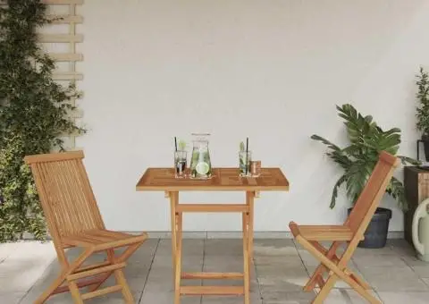 Set Bistro de grădină pliabil din lemn masiv de acacia - 4/5