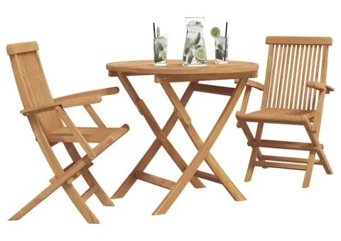 Set Bistro de Grădină Pliabil 3 Piese din Lemn Solid de Acacia - 3/5