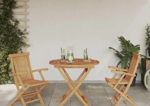 Set Bistro de Grădină Pliabil 3 Piese din Lemn Solid de Acacia - 4/5