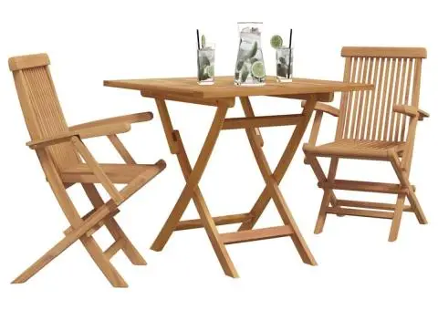 Set Bistro Grădină Pliabil din Lemn Solid de Acacia - 3/5