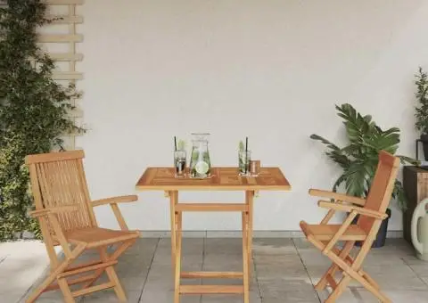 Set Bistro Grădină Pliabil din Lemn Solid de Acacia - 4/5