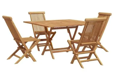 Set de dining pentru grădină , 5 piese, din lemn masiv de tec - 2/5