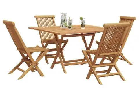 Set de dining pentru grădină , 5 piese, din lemn masiv de tec - 3/5