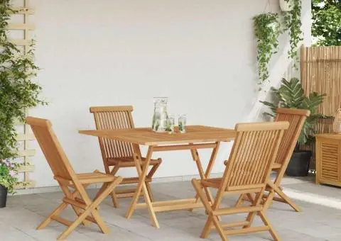 Set de dining pentru grădină , 5 piese, din lemn masiv de tec - 4/5